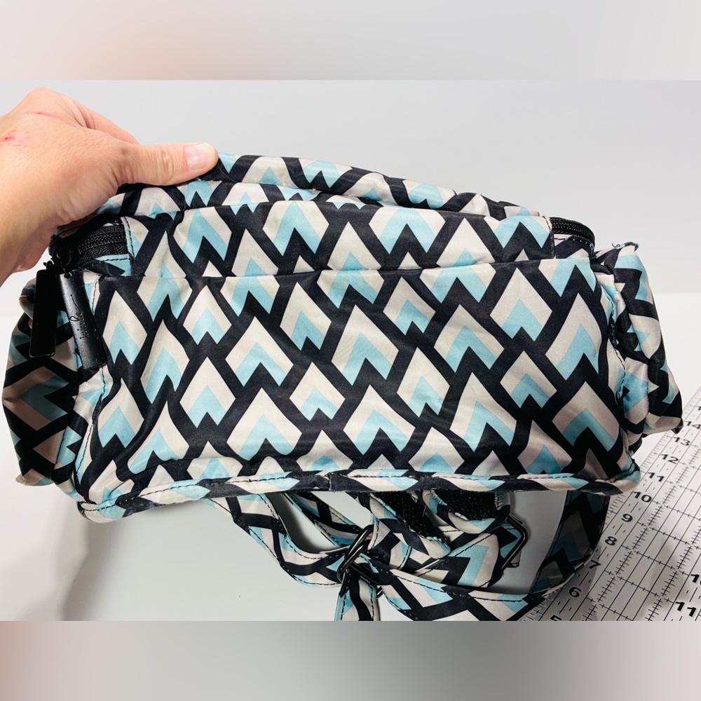 JuJuBe Be Right Back Chevron Backpack Diaper Bag Changing Pad Aqua Gray Black - Picture 8 of 13